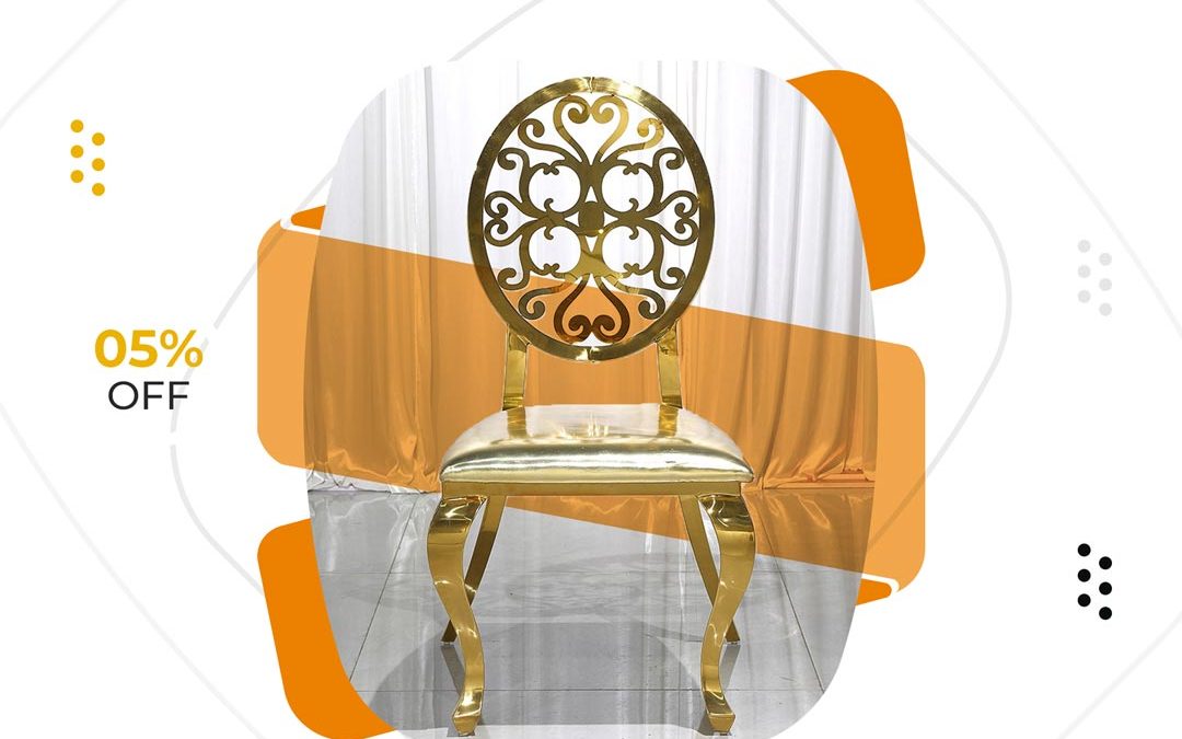ss golden chair white fabric